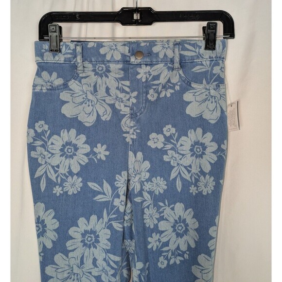 Time & Tru Jeggings XS 0 2 Women's Blue Floral High Rise Denim Jean Jeggings - Picture 3 of 10